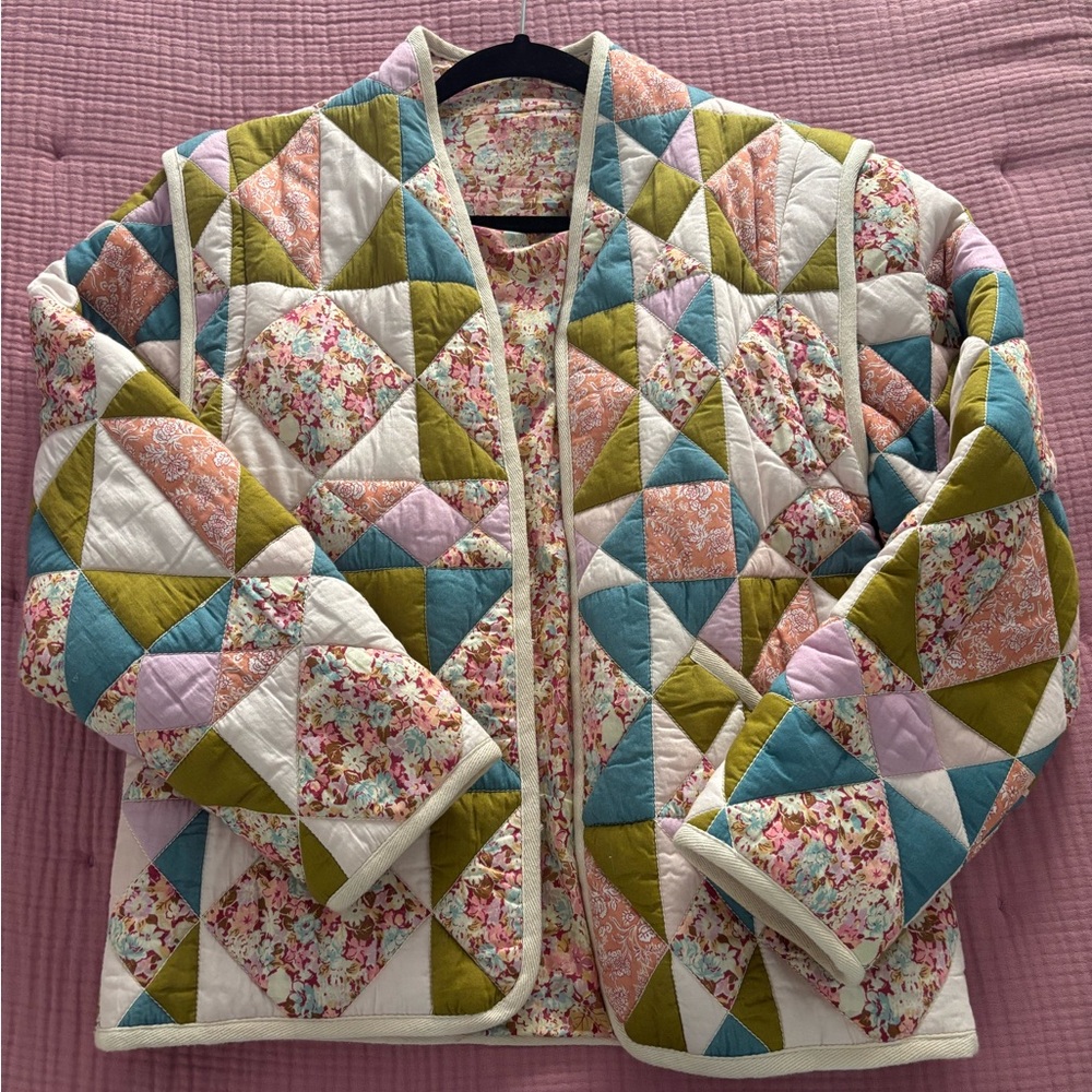 Louise Misha Colorful Patchwork Quilted Jacket